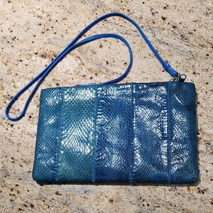 Snakeskin Clemente Clutch With Shoulder Strap